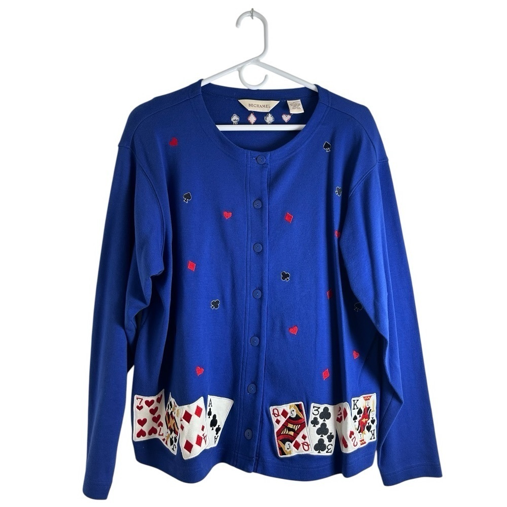 Bechamel Women’s Botton Down Blue Cardigan Sweater- Size Large